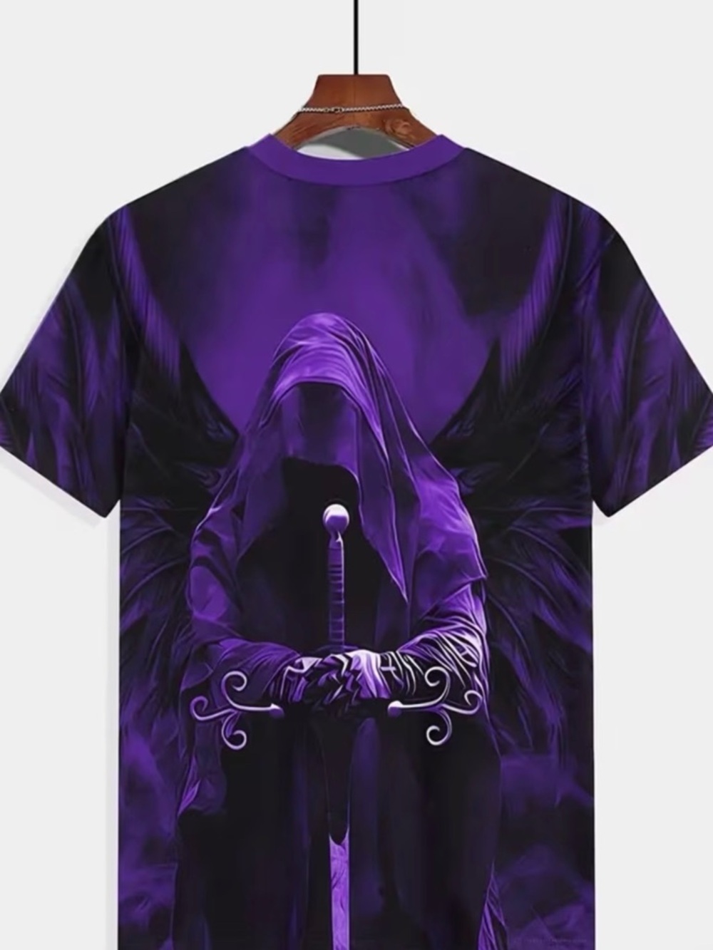 Men's Purple Graphic Hooded Reaper T-Shirt - XL